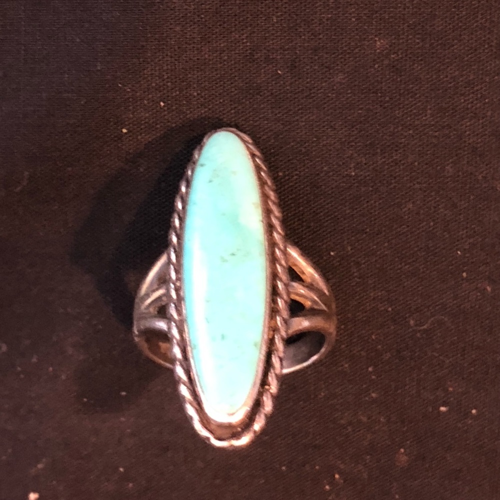 Silver and turquoise color ring